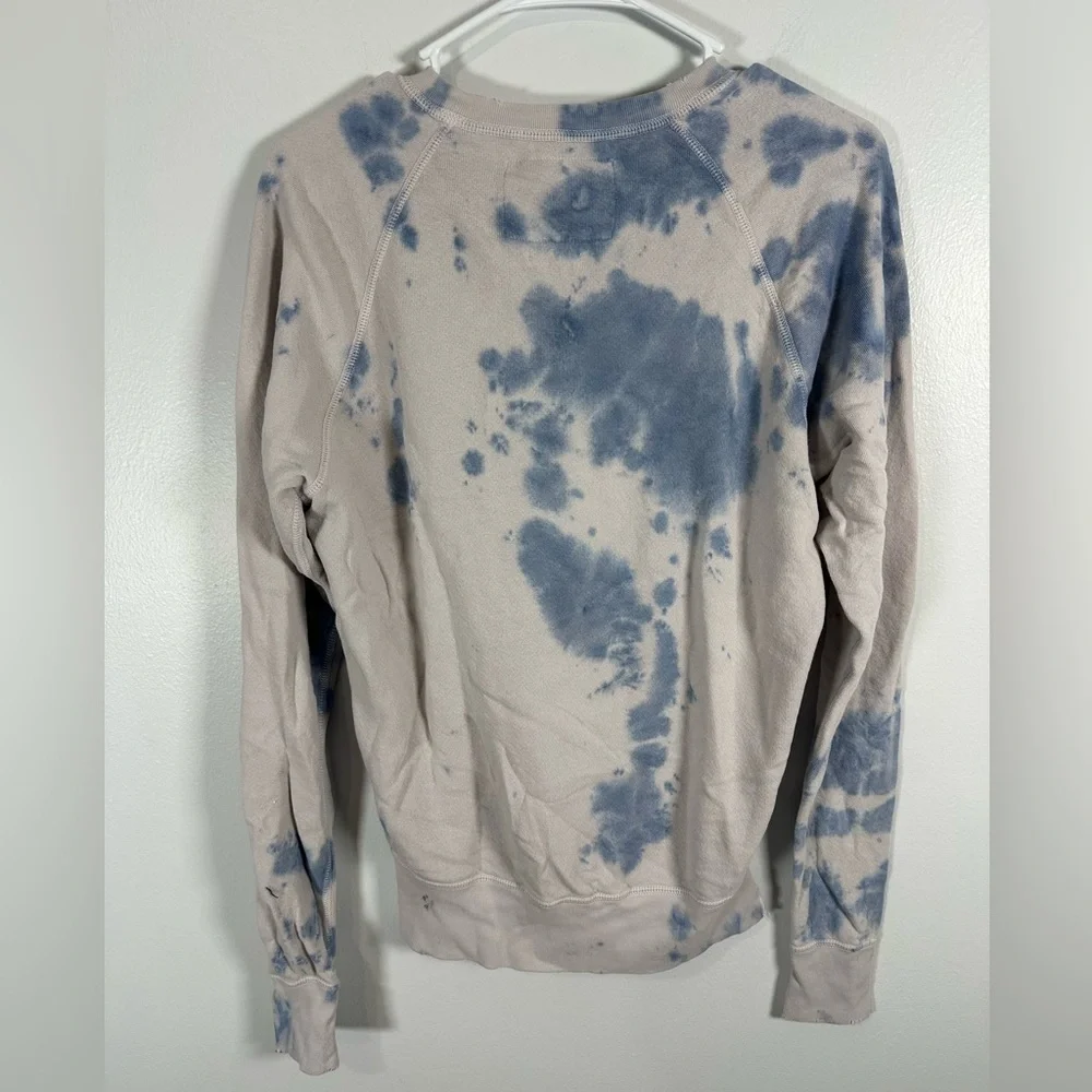 Unsubscribed Tie-Dye Sweatshirt Blue Distressed 100% cotton size XS oversized - Picture 2 of 7